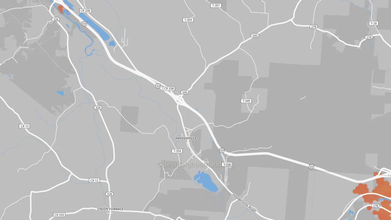 Bike Grade map of Haydenville, OH