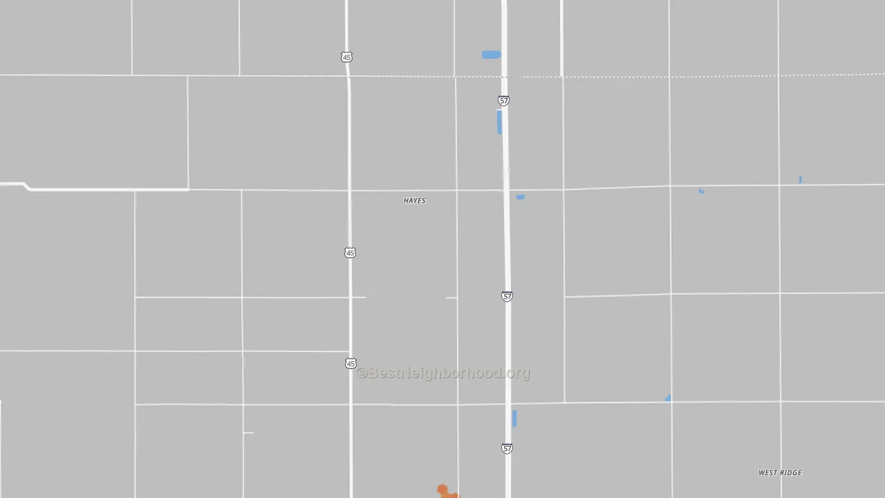 Bike Grade map of Hayes, IL