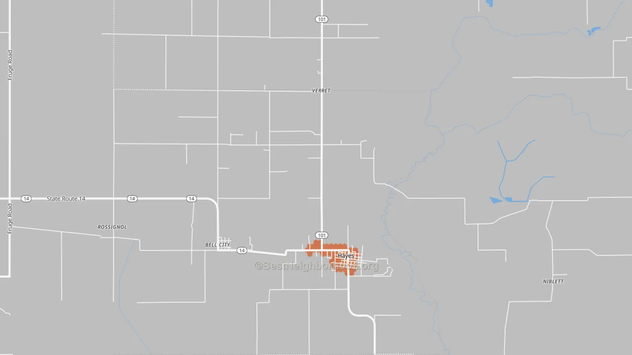Bike Grade map of Hayes, LA