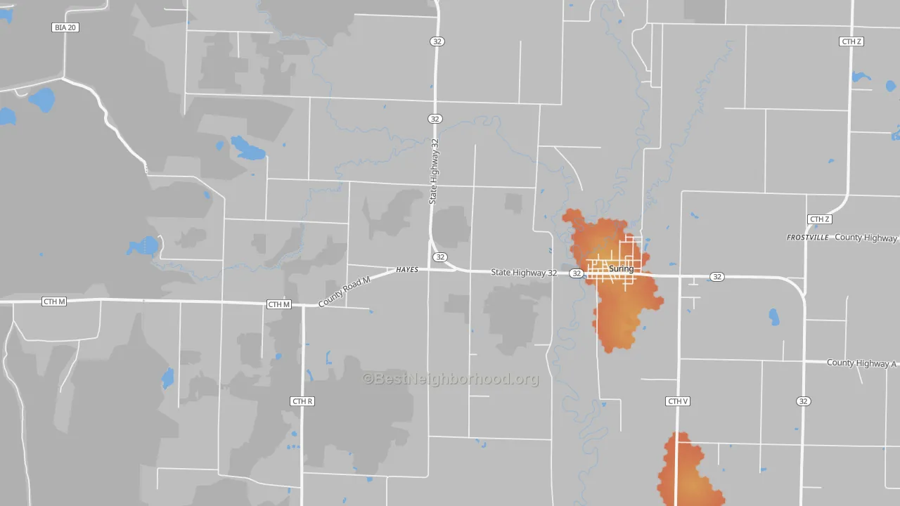 Bike Grade map of Hayes, WI