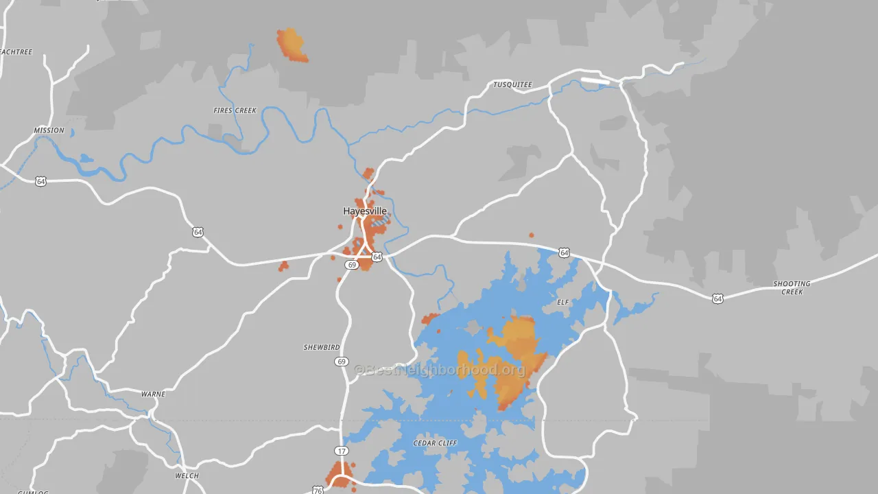 Bike Grade map of Hayesville, NC