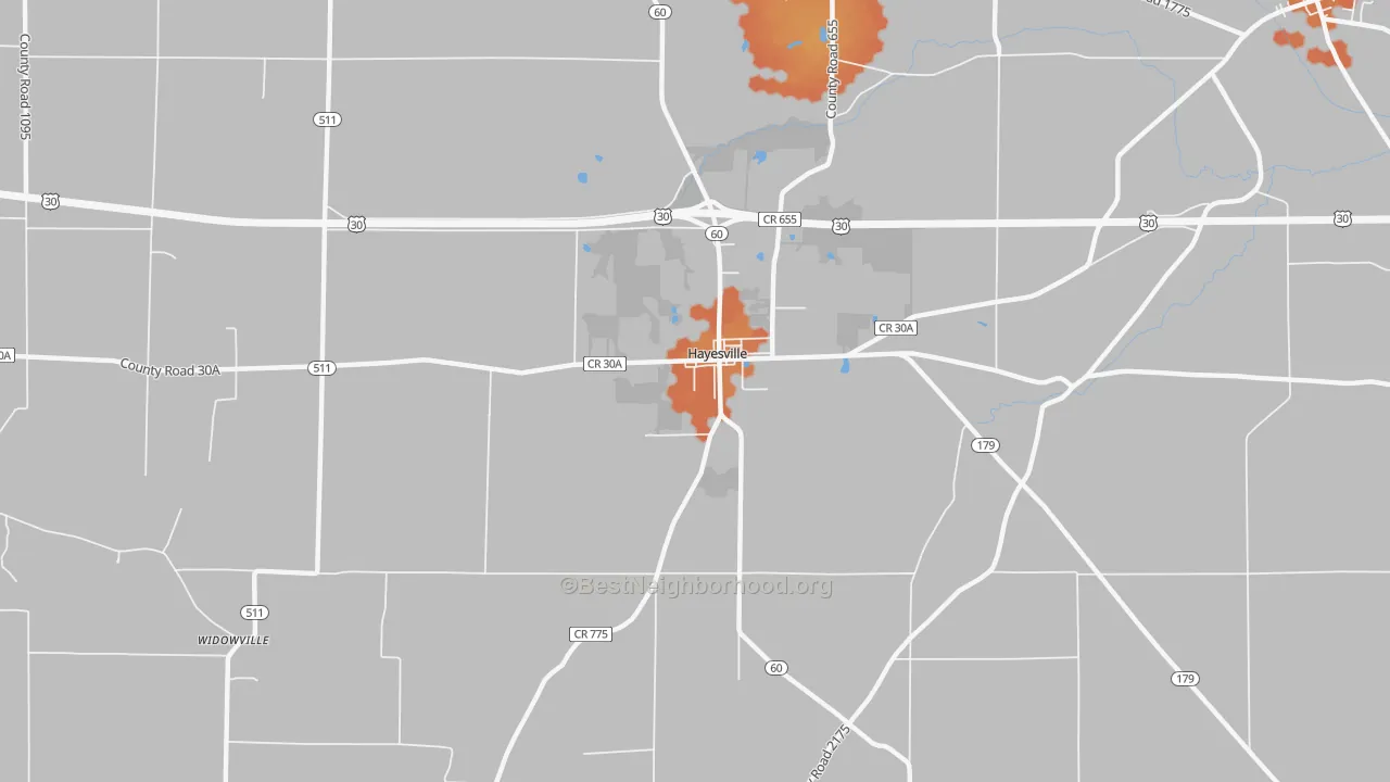 Bike Grade map of Hayesville, OH