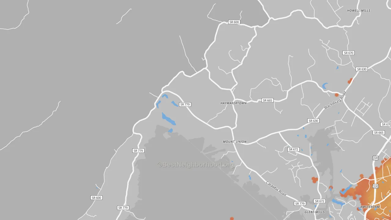 Bike Grade map of Haymakertown, VA
