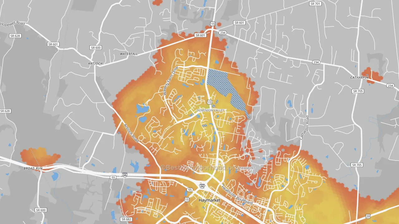 Bike Grade map of Haymarket, VA