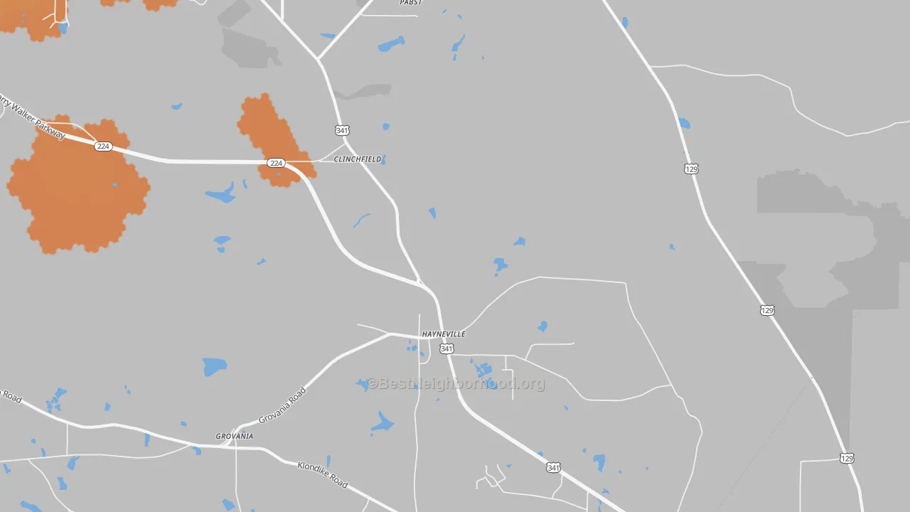 Bike Grade map of Hayneville, GA