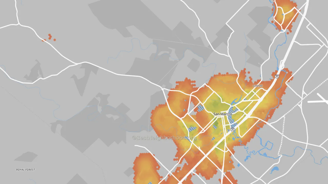 Bike Grade map of Hays, TX