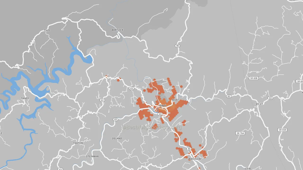 Bike Grade map of Haysi, VA