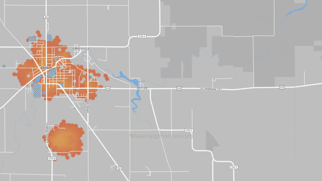 Bike Grade map of Hayton, WI