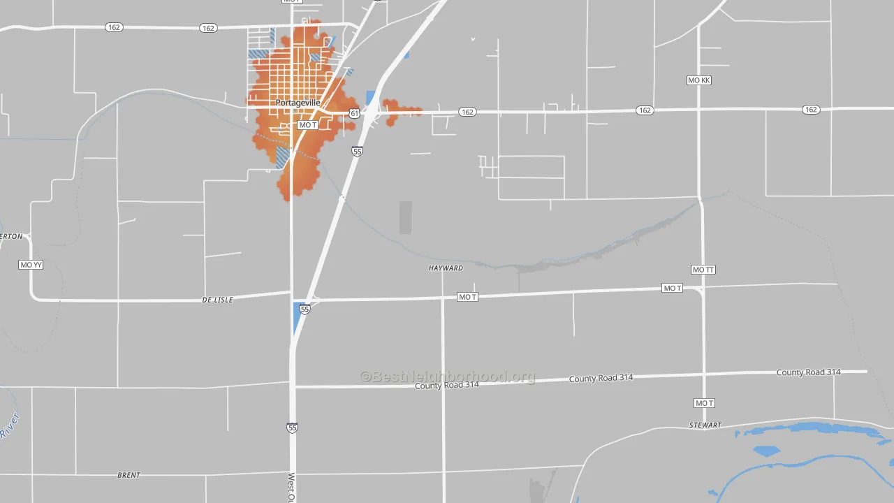 Bike Grade map of Hayward, MO