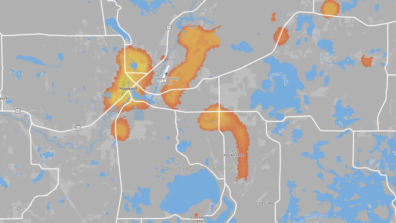 Bike Grade map of Hayward, WI