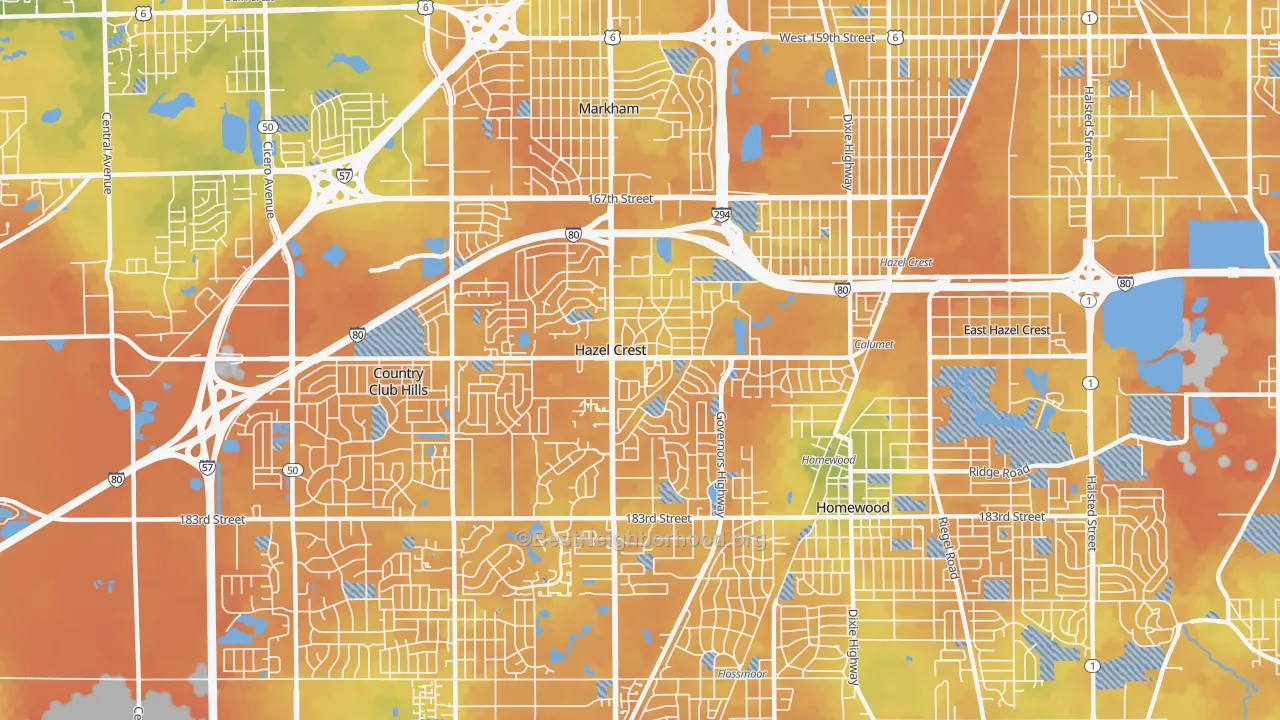 Bike Grade map of Hazel Crest, IL