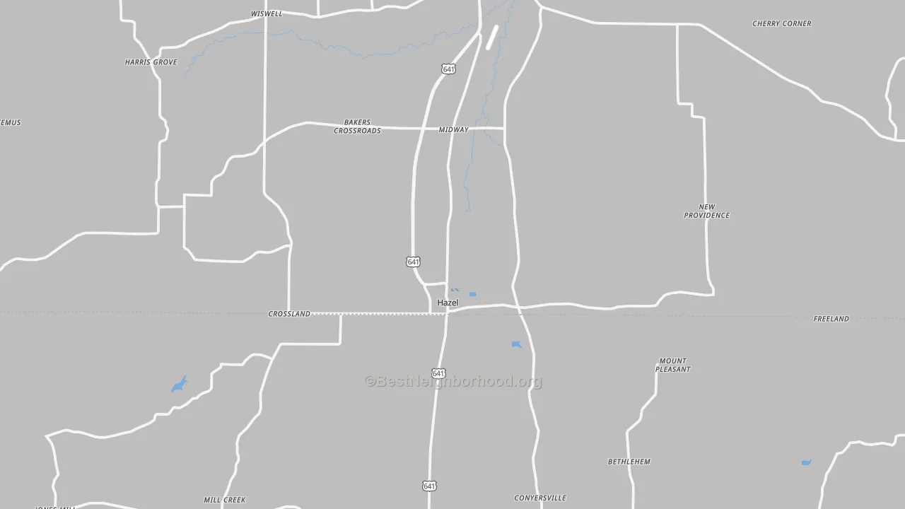 Bike Grade map of Hazel, KY