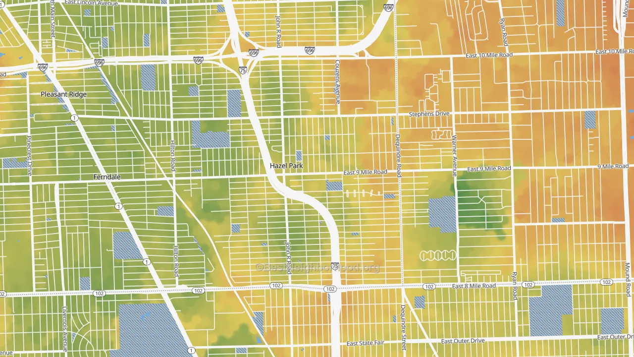Bike Grade map of Hazel Park, MI