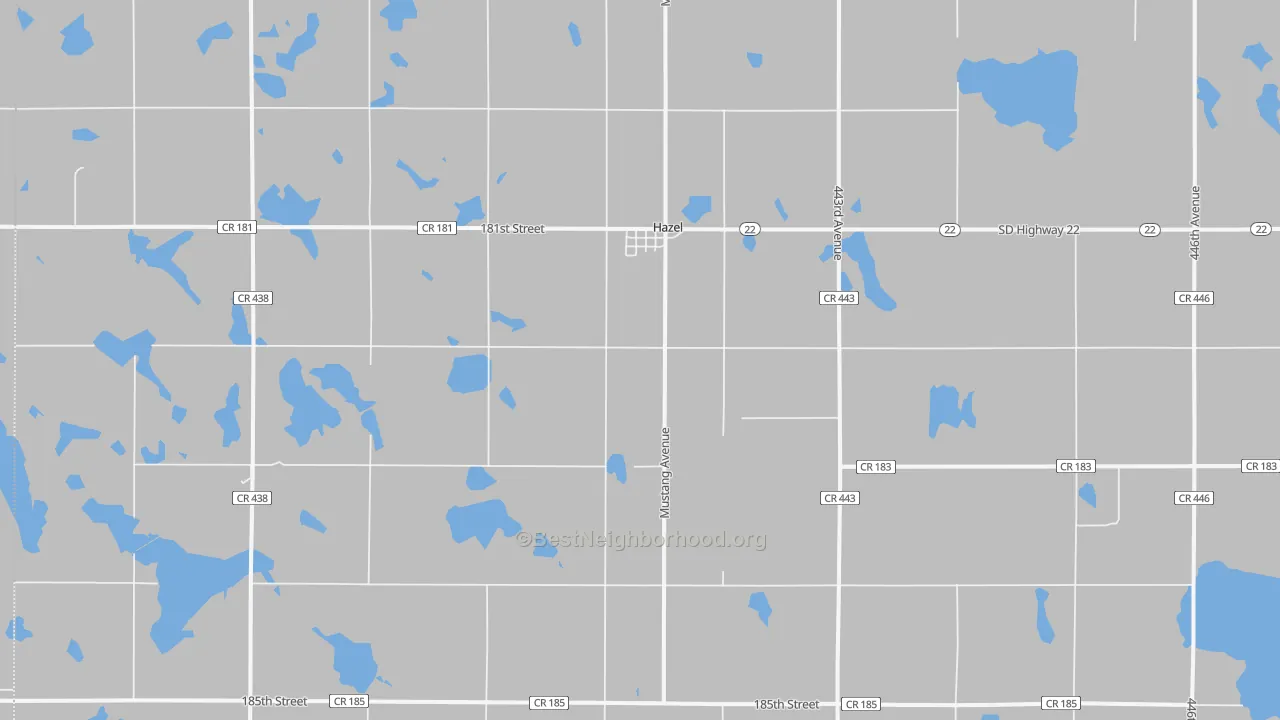 Bike Grade map of Hazel, SD