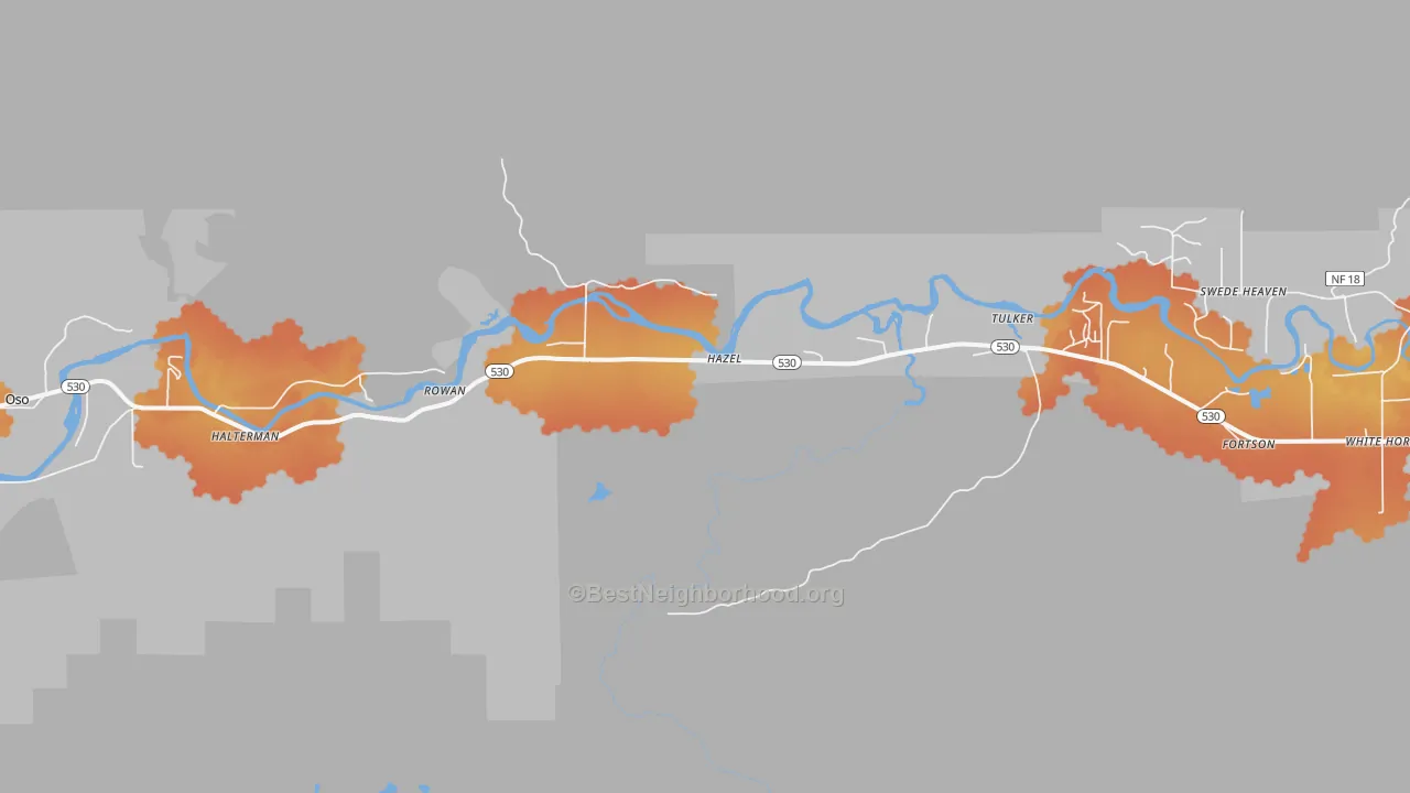 Bike Grade map of Hazel, WA