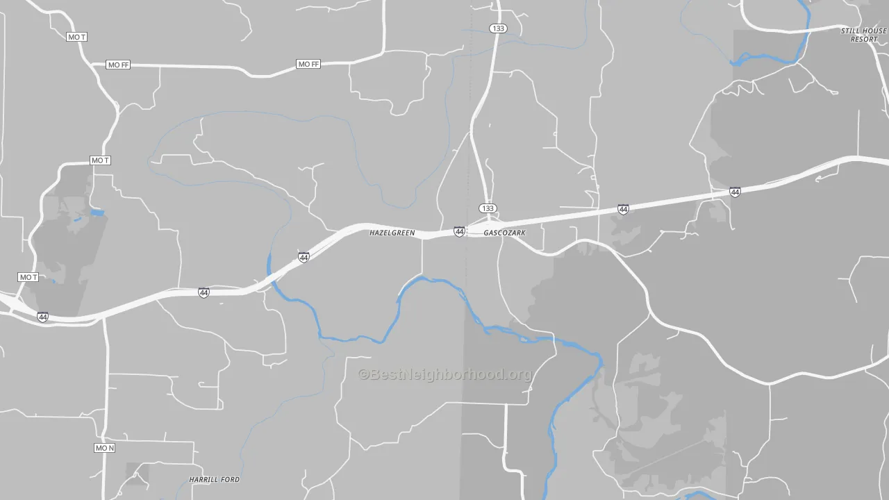 Bike Grade map of Hazelgreen, MO