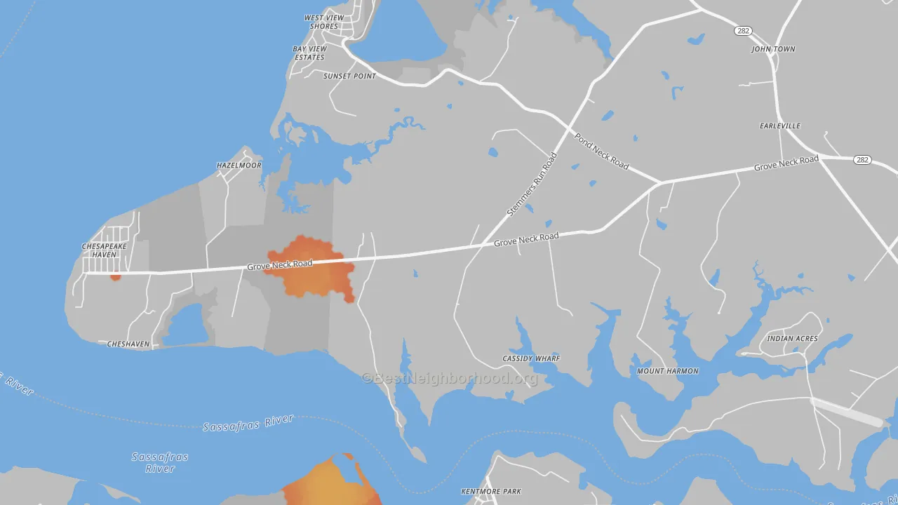 Bike Grade map of Hazelmoor, MD