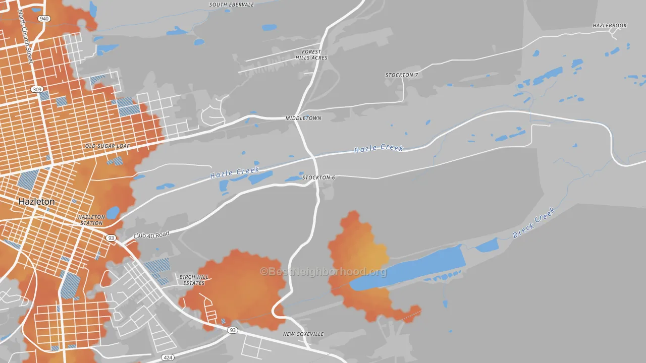 Bike Grade map of Hazle Township, PA