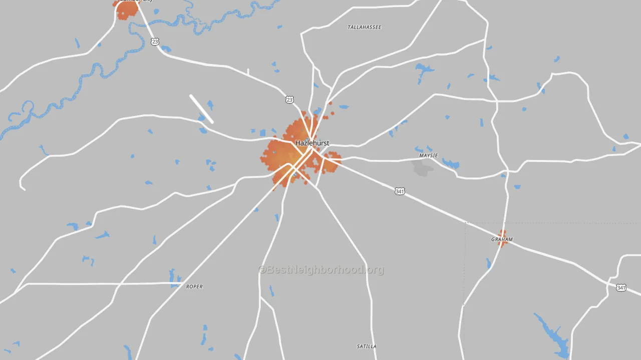 Bike Grade map of Hazlehurst, GA