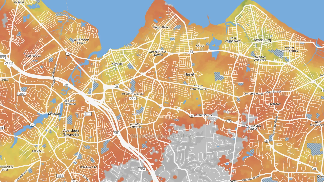 Bike Grade map of Hazlet, NJ