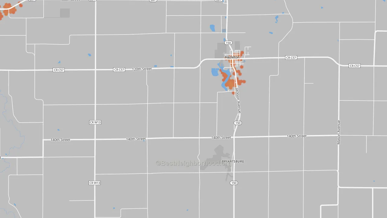 Bike Grade map of Hazleton, IA