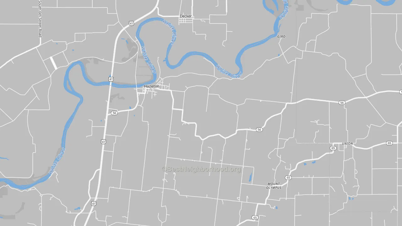 Bike Grade map of Hazleton, IN
