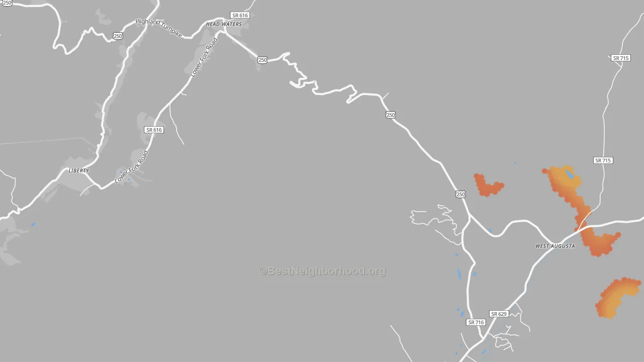 Bike Grade map of Head Waters, VA