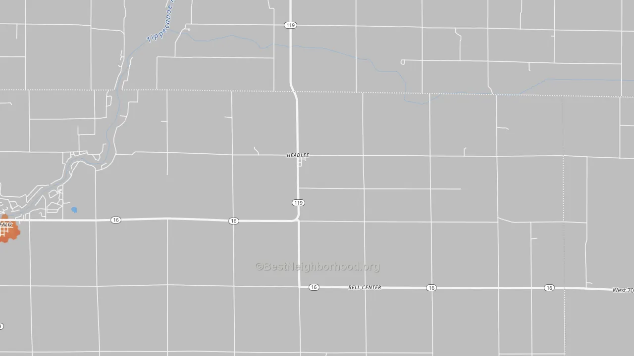 Bike Grade map of Headlee, IN