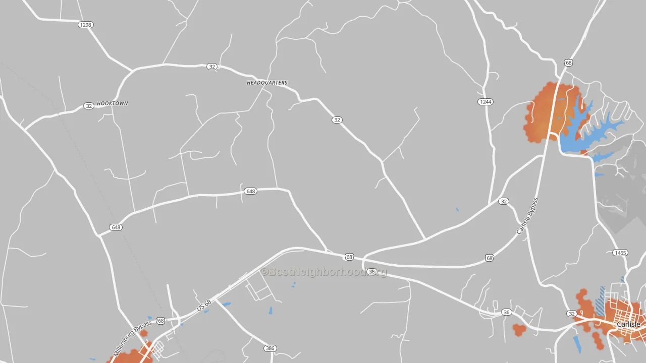 Bike Grade map of Headquarters, KY