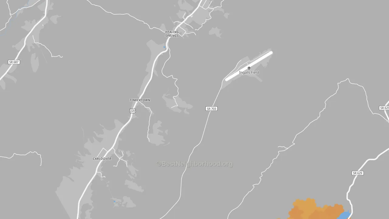 Bike Grade map of Healing Springs, VA