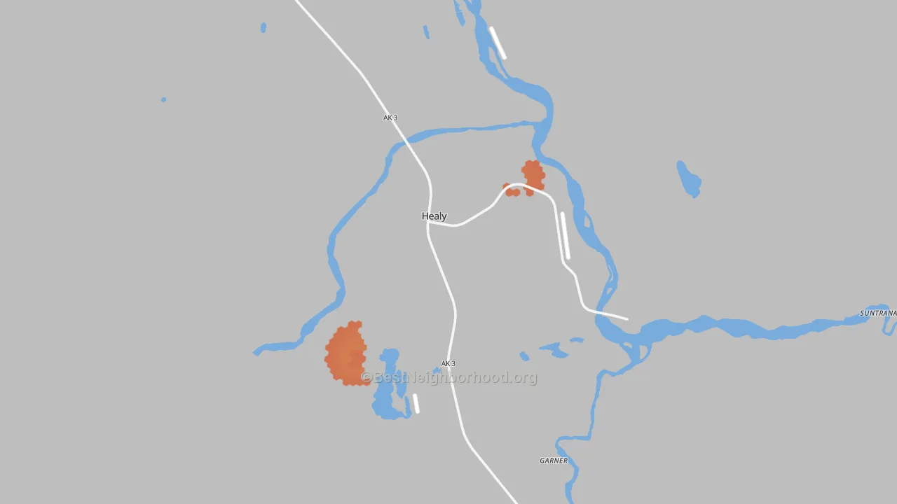 Bike Grade map of Healy, AK