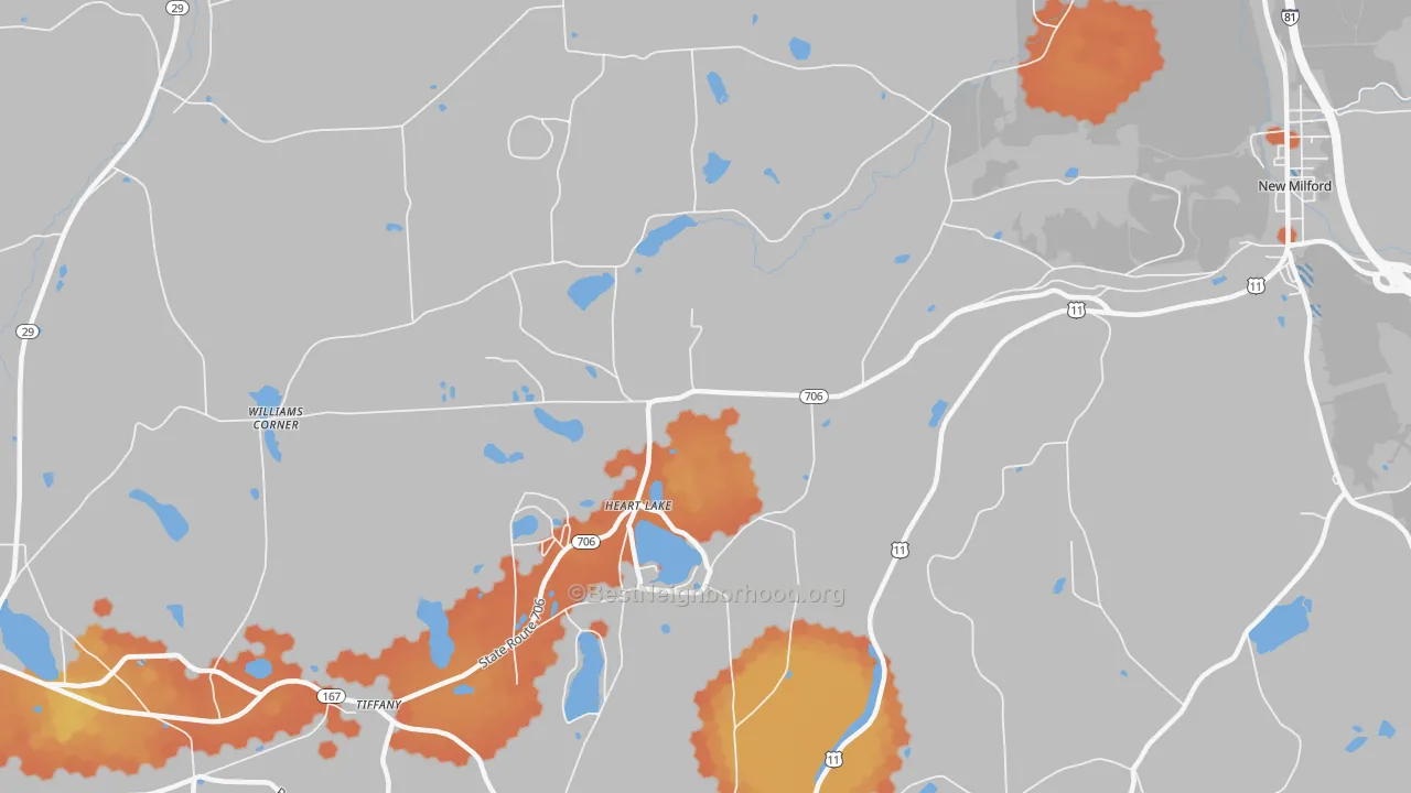 Bike Grade map of Heart Lake, PA