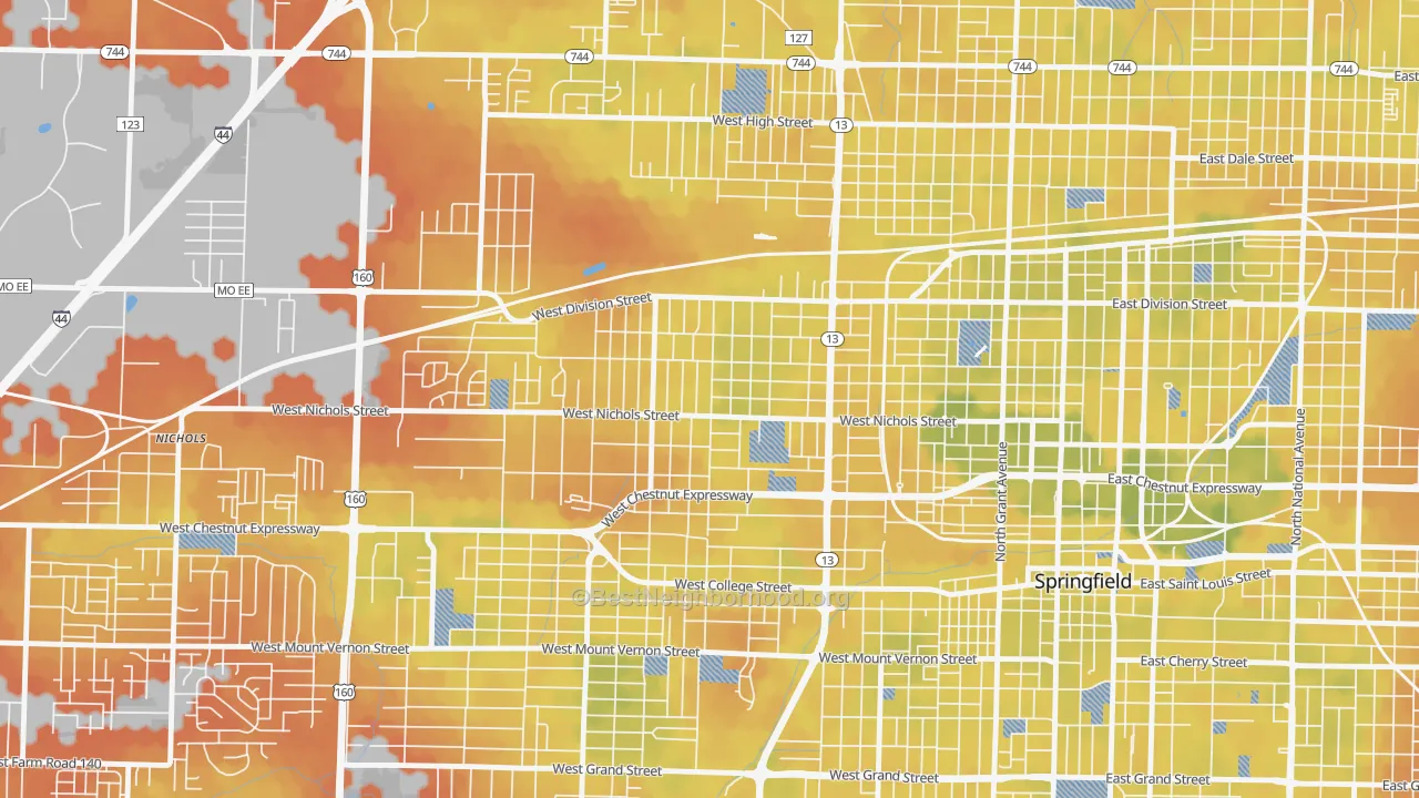 Bike Grade map of Heart of the Westside, Springfield, MO