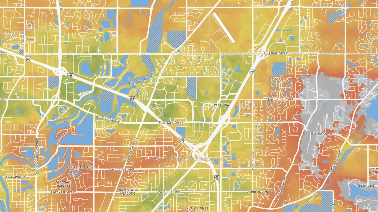 Bike Grade map of Hearth Stone, Indianapolis, IN