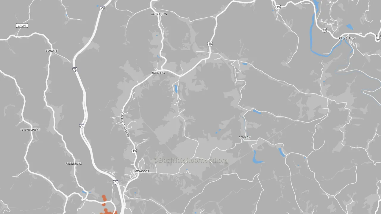 Bike Grade map of Heaters, WV
