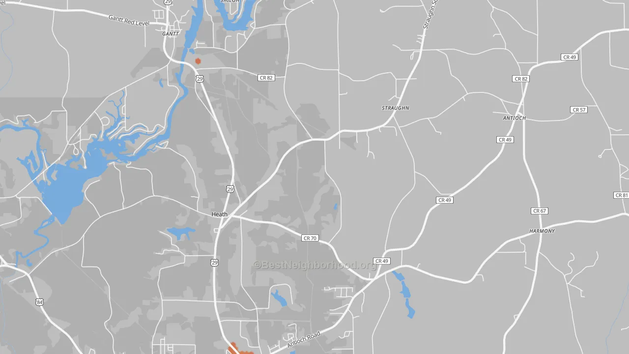 Bike Grade map of Heath, AL