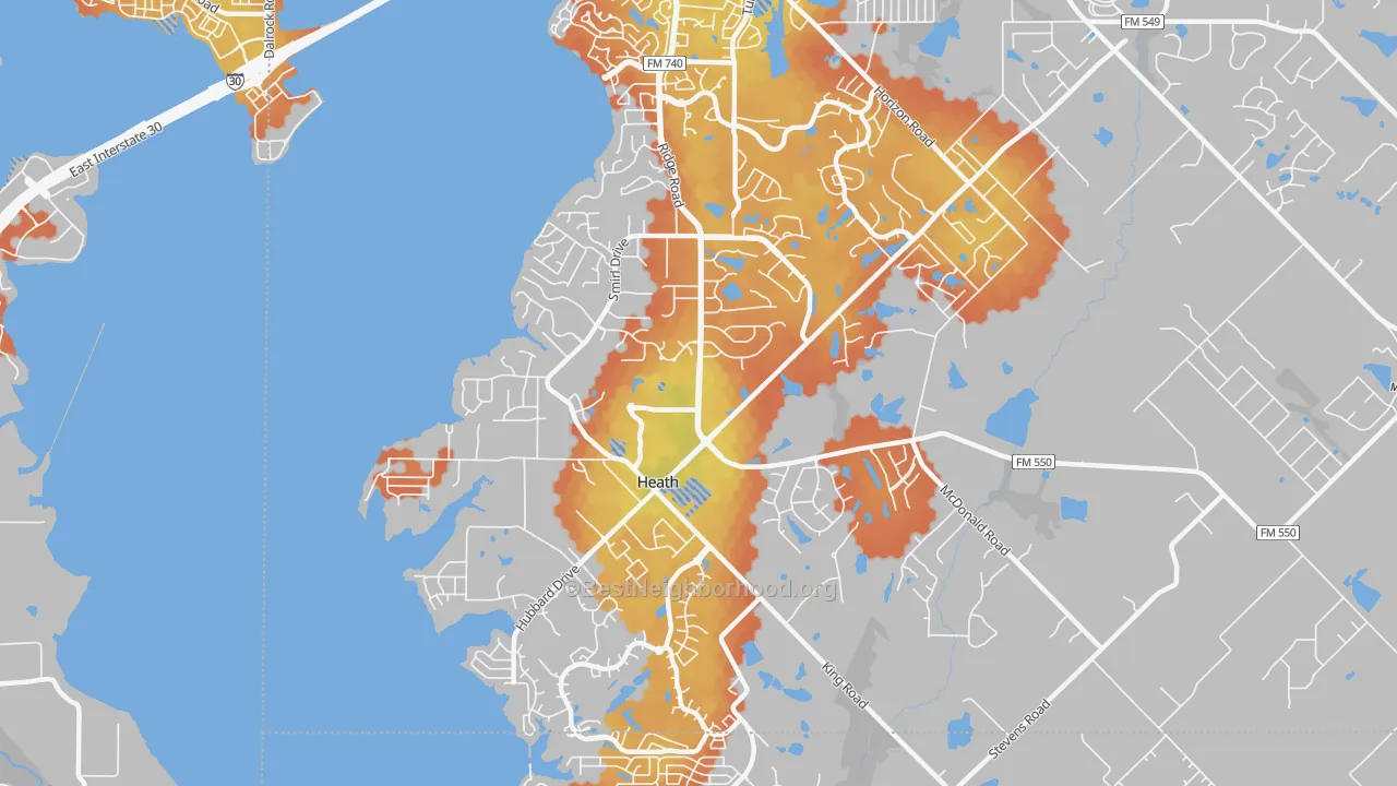 Bike Grade map of Heath, TX