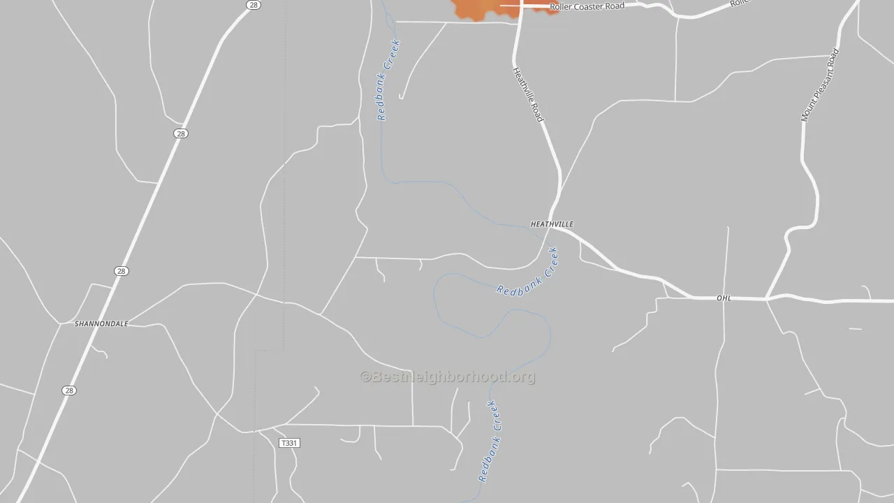 Bike Grade map of Heathville, PA