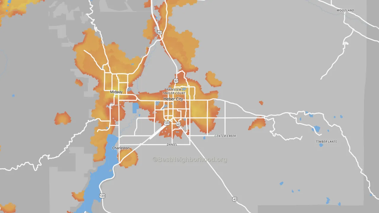 Bike Grade map of Heber City, UT