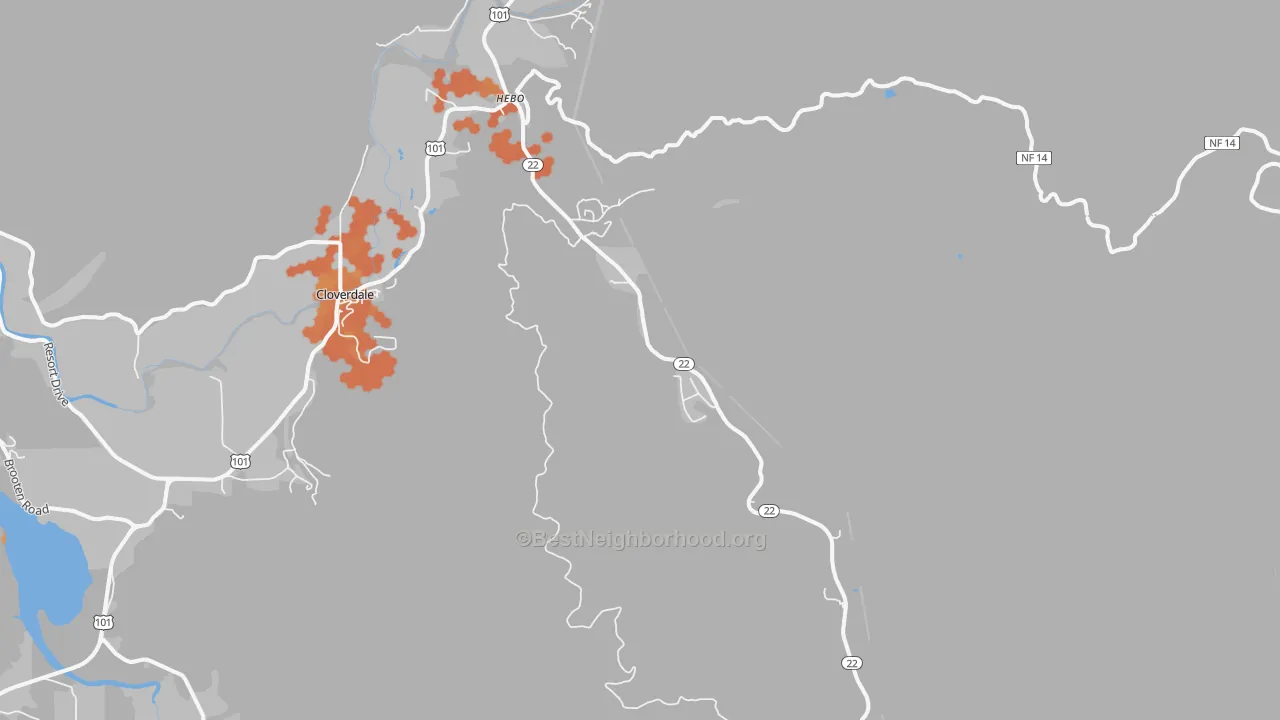 Bike Grade map of Hebo, OR