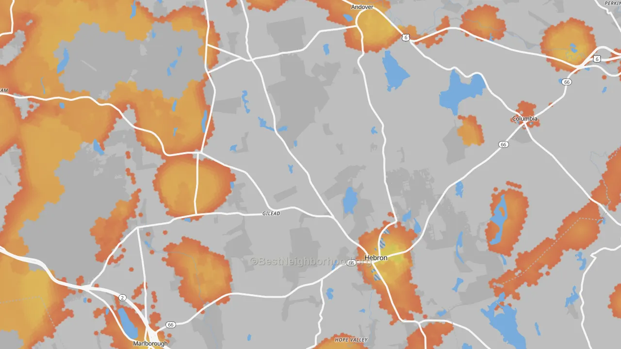 Bike Grade map of Hebron, CT