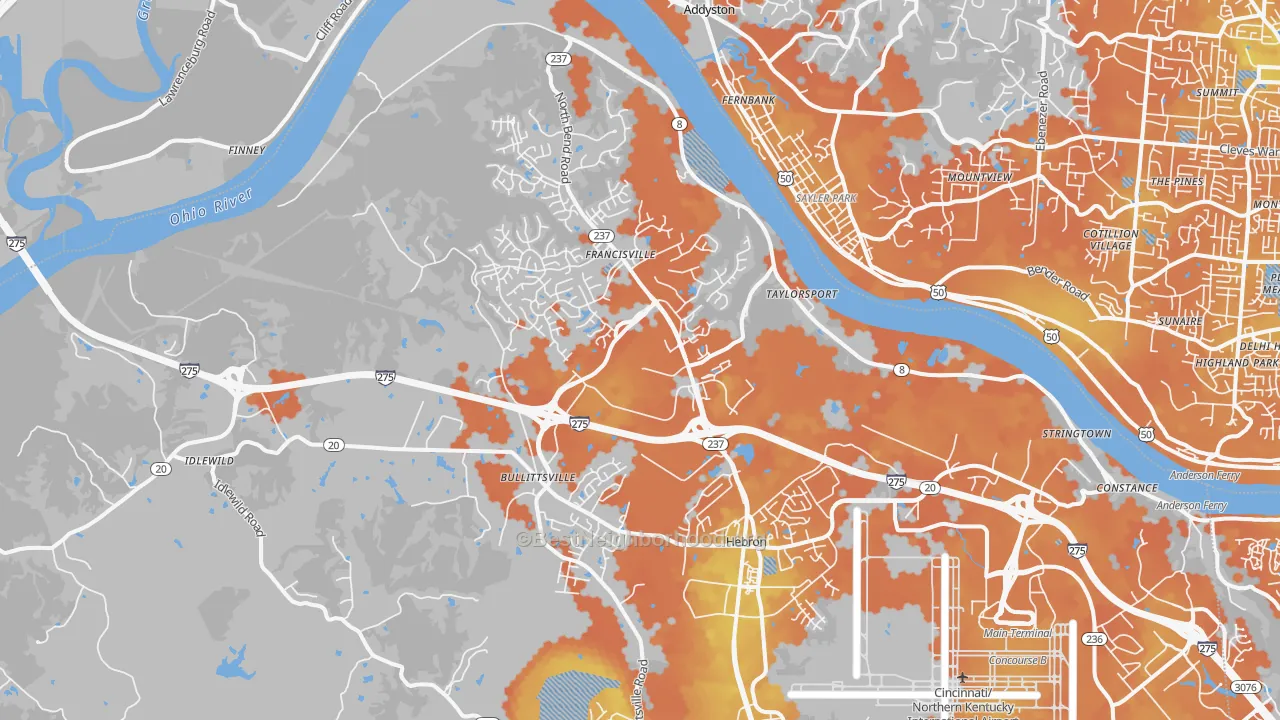 Bike Grade map of Hebron, KY