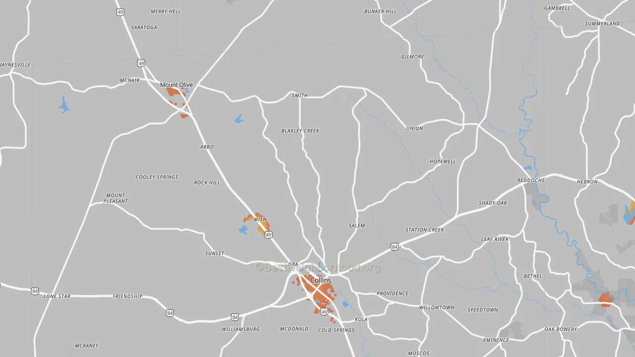 Bike Grade map of Hebron, MS