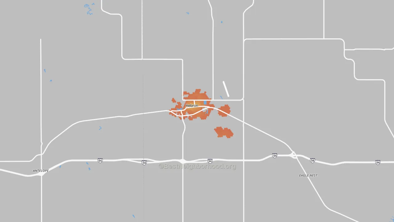 Bike Grade map of Hebron, ND