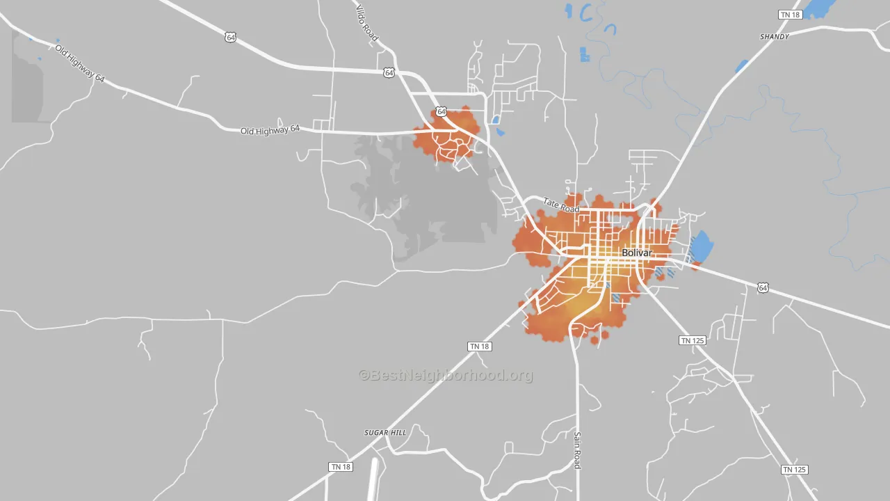 Bike Grade map of Hebron, TN