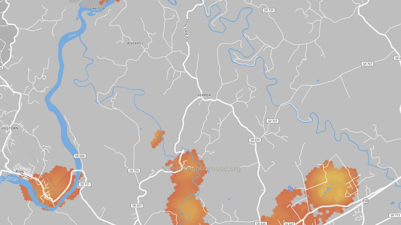 Bike Grade map of Hebron, VA