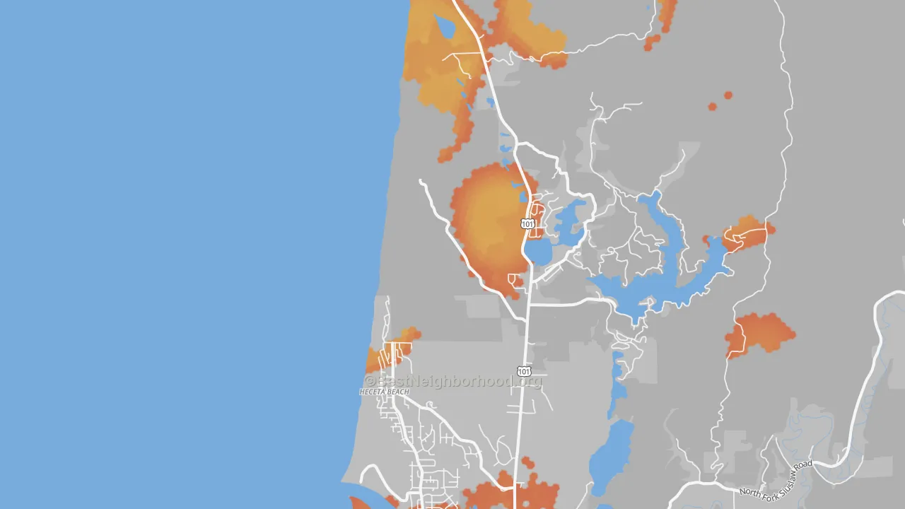 Bike Grade map of Heceta Beach, OR