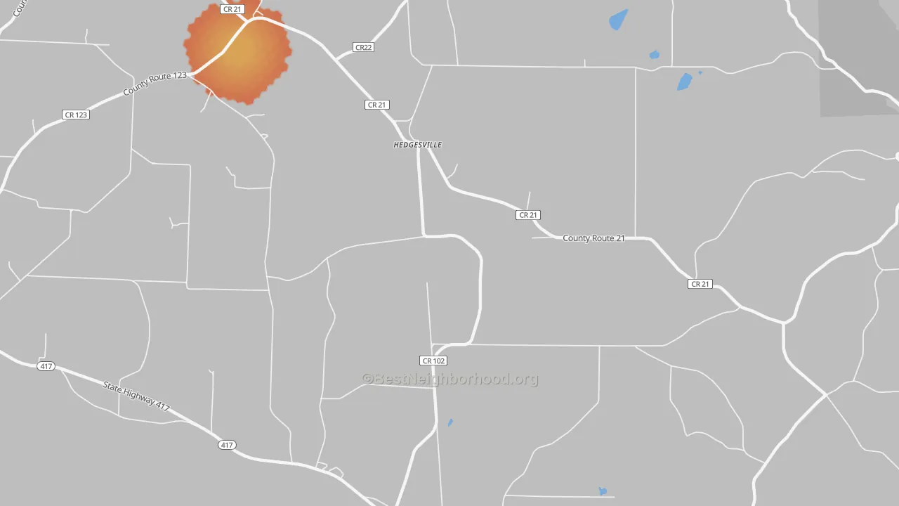 Bike Grade map of Hedgesville, NY