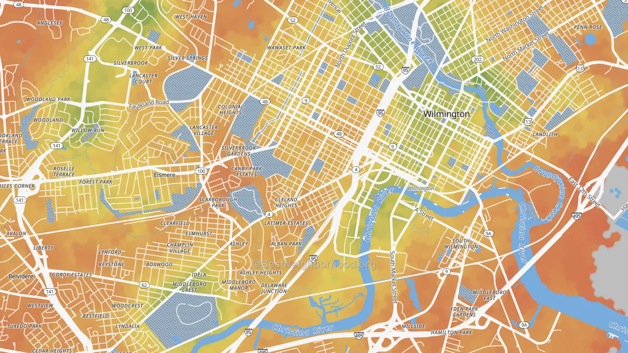 Bike Grade map of Hedgeville, Wilmington, DE