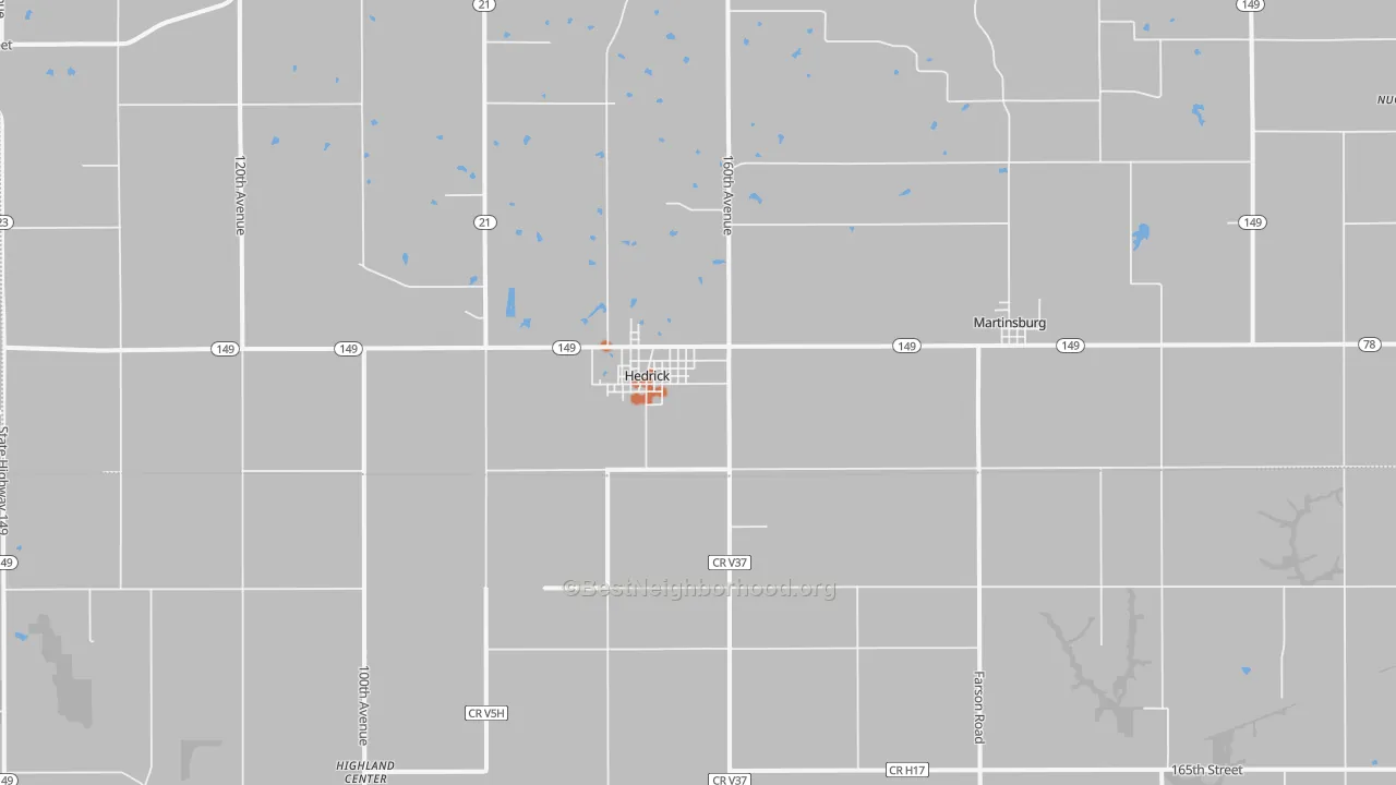 Bike Grade map of Hedrick, IA